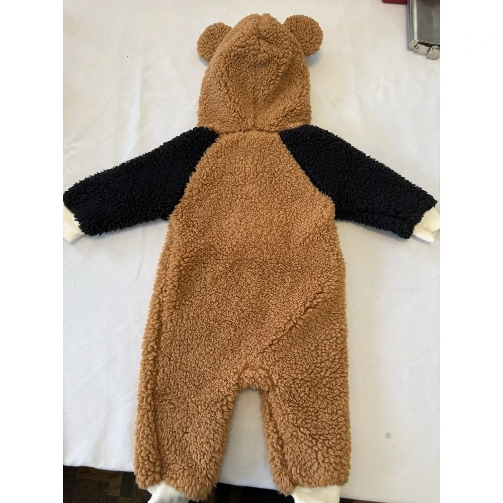 Disney Baby Mickey Mouse Brown Fleece Hooded Snowsuit‎ 6-9 Months Full Zip